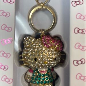 Sanrio Hello Kitty Pink and Green Pave Crystal Keychain/ Bag Accessories